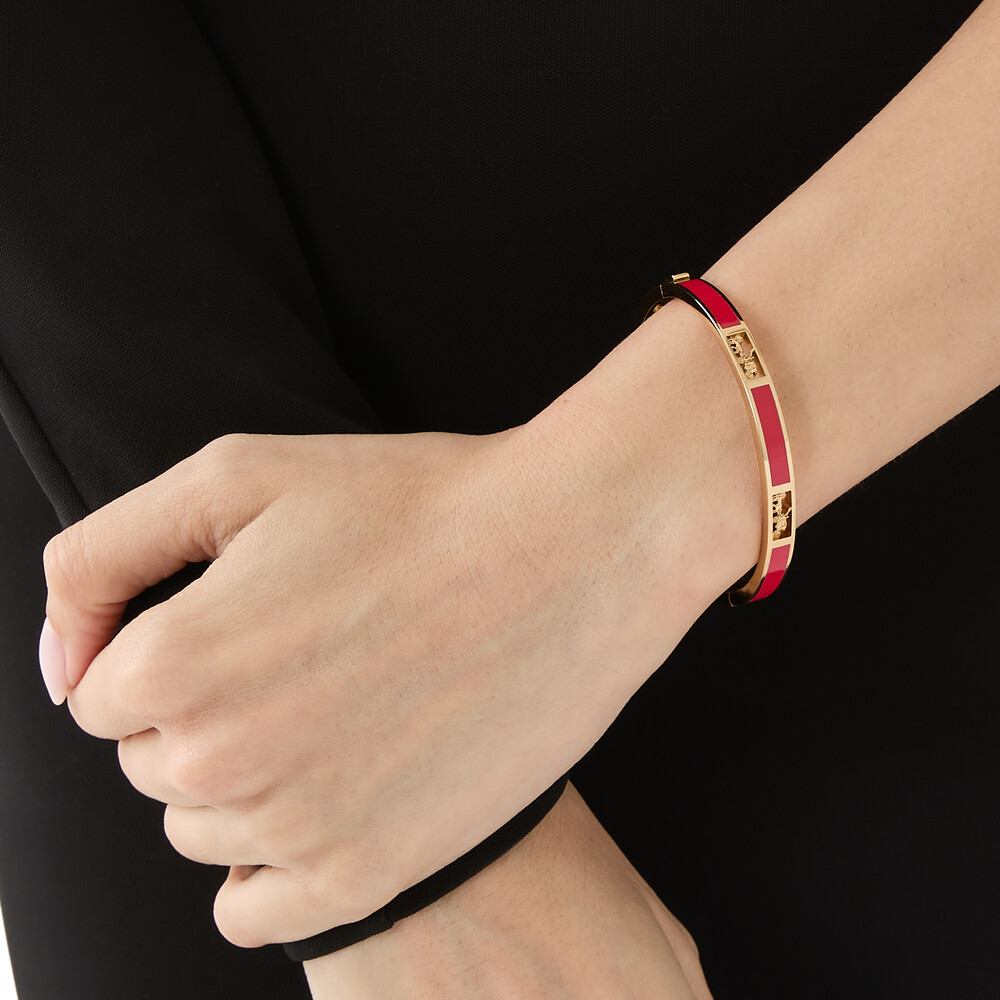 Coach Horse And Carriage Cut Out Enamel Bangle - Red