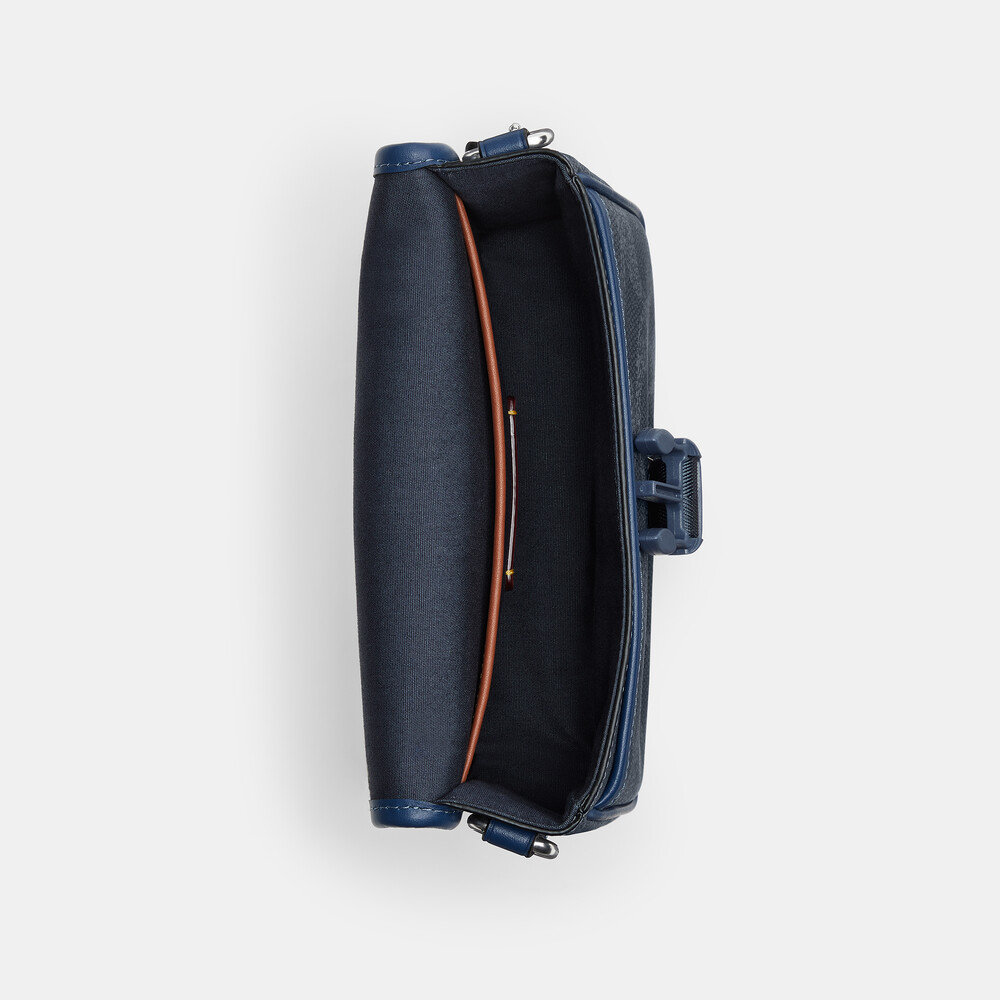 Coach League Crossbody In Mixed Signature Canvas - Dark Blue