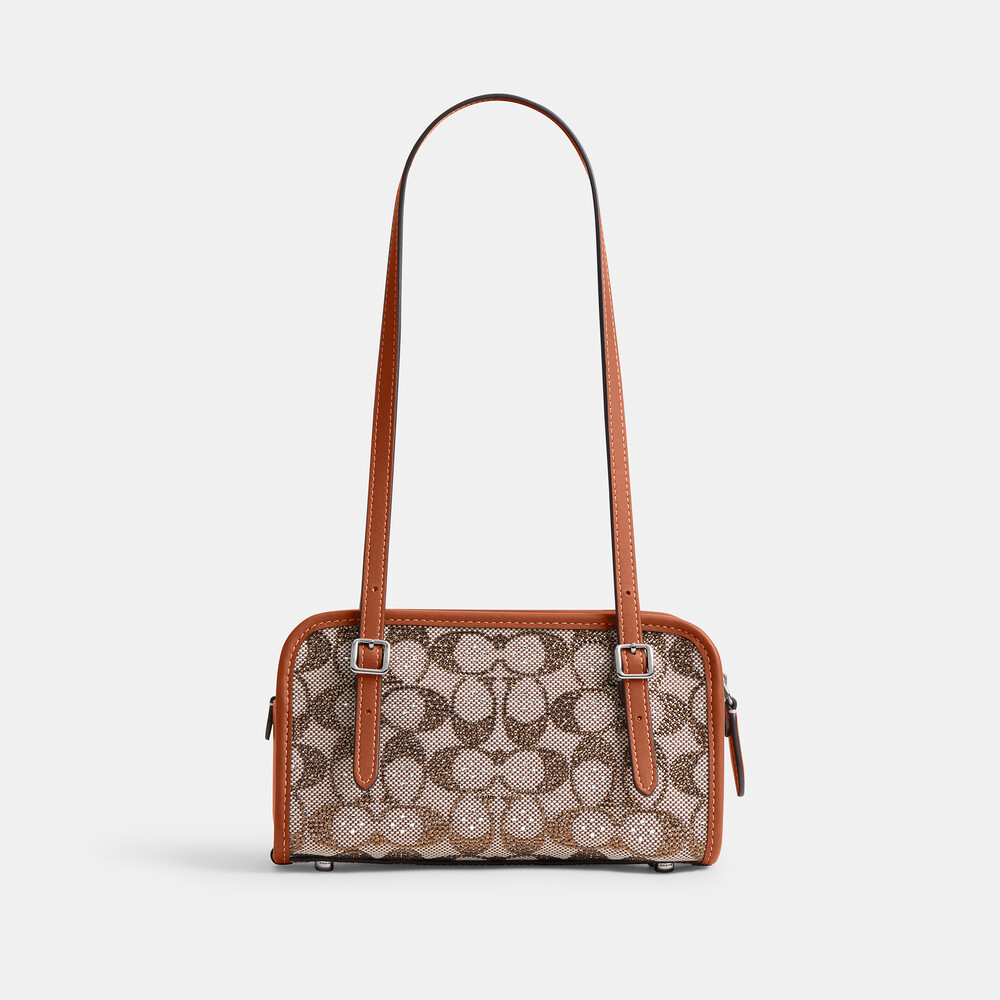 Coach Swing Zip Bag 20 In Crystal Signature Jacquard - Brown