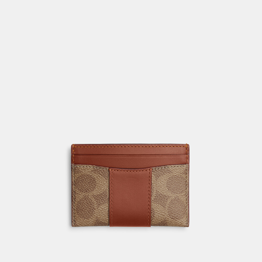 Coach Essential Card Case In Signature Canvas - Light/Pastel Brown