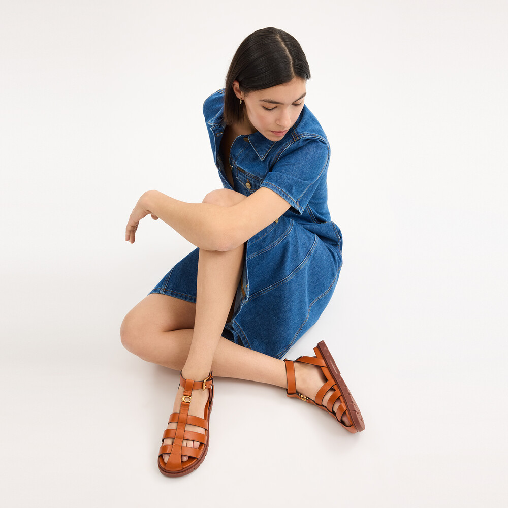 Coach Sculpted C Fisherman Sandal - Brown
