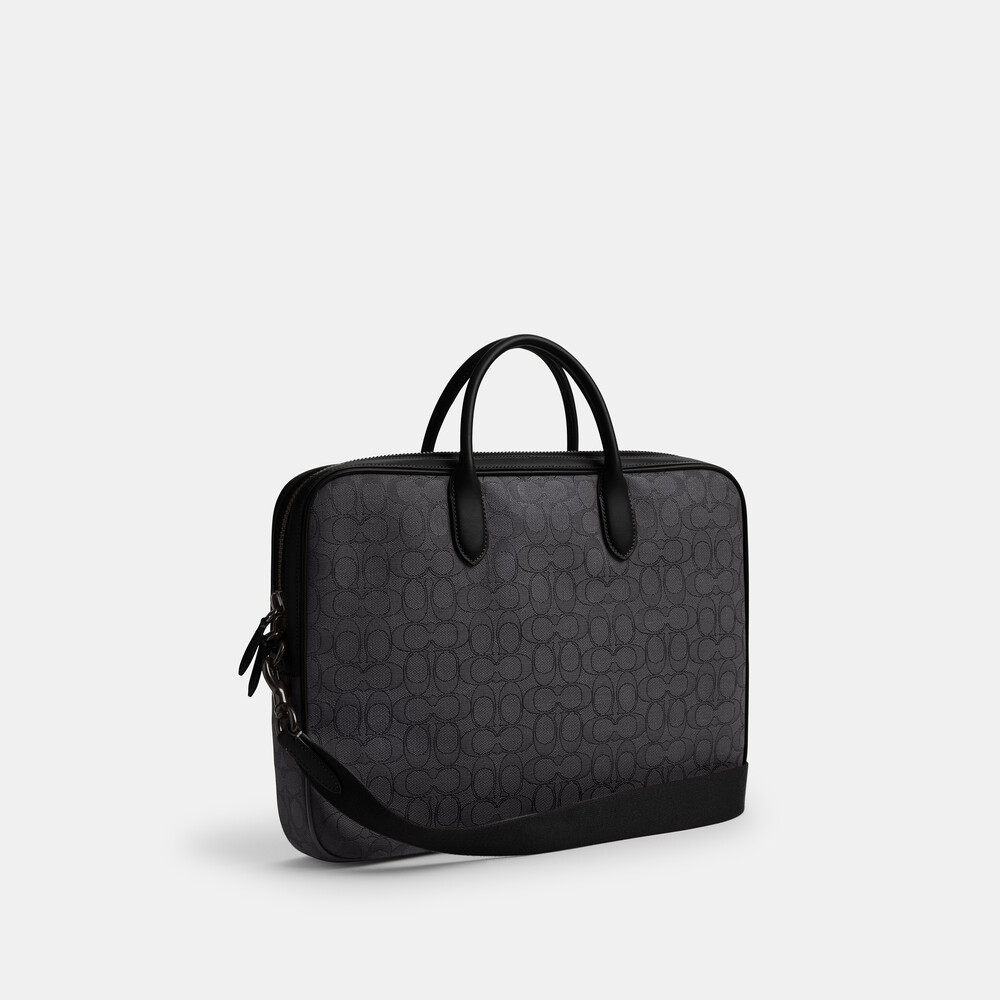 Coach Theo Work Bag In Signature Jacquard 27 - Black