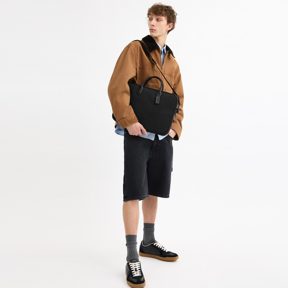Coach Theo Work Bag In Signature Jacquard 27 - Black