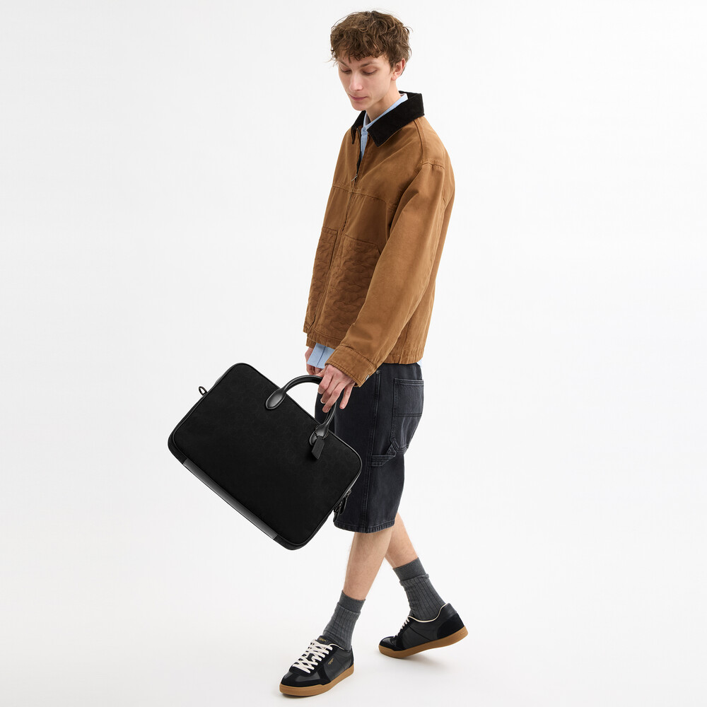 Coach Theo Work Bag In Signature Jacquard 27 - Black