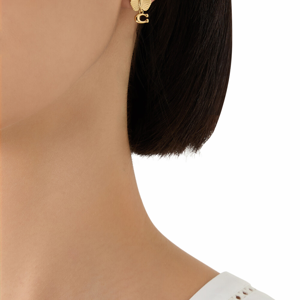Coach Butterfly Signature Stud Earrings - Gold