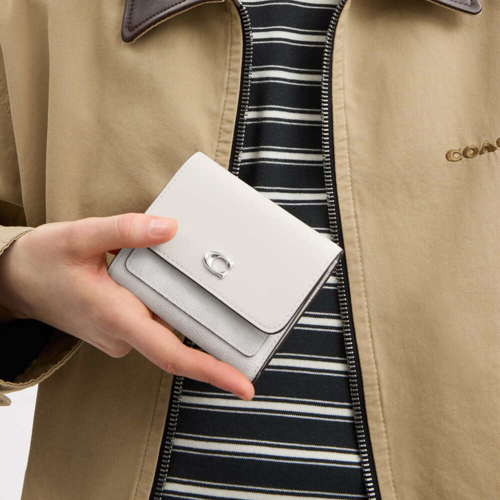 Coach Mila Small Flap Wallet In Signature Canvas - WHITE