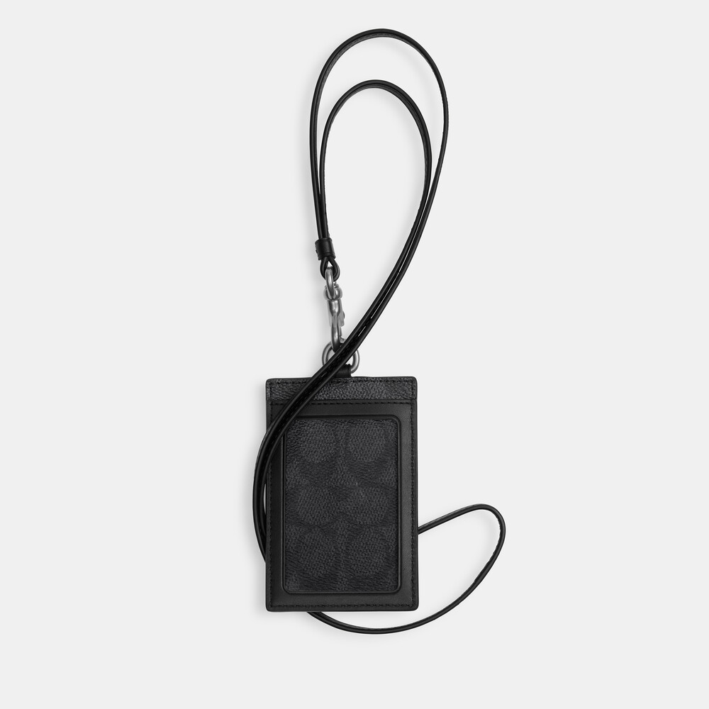 Coach Id Lanyard In Signature Canvas - Black