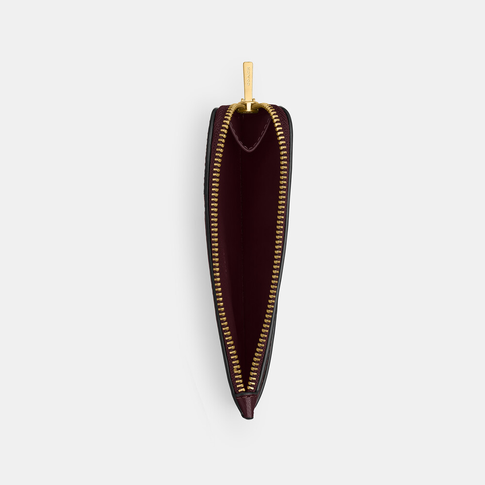 Coach New York Zip Card Case In Colorblock - BURGUNDY