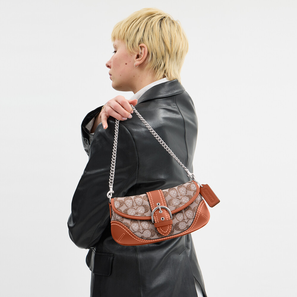 Coach Soho Bag 25 In Crystal Signature Jacquard - Brown