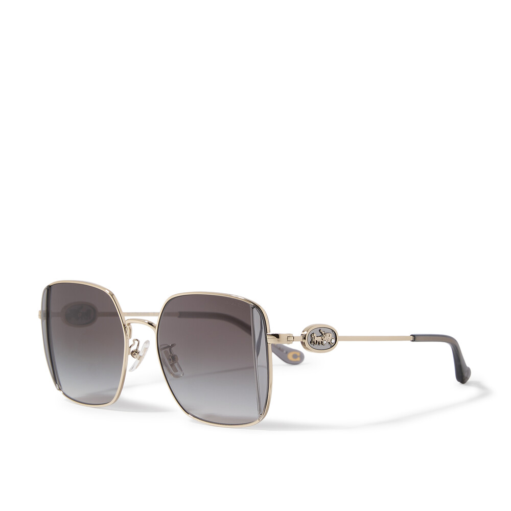 Coach Horse & Carriage Metal Oversized Square Sunglasses - GREY