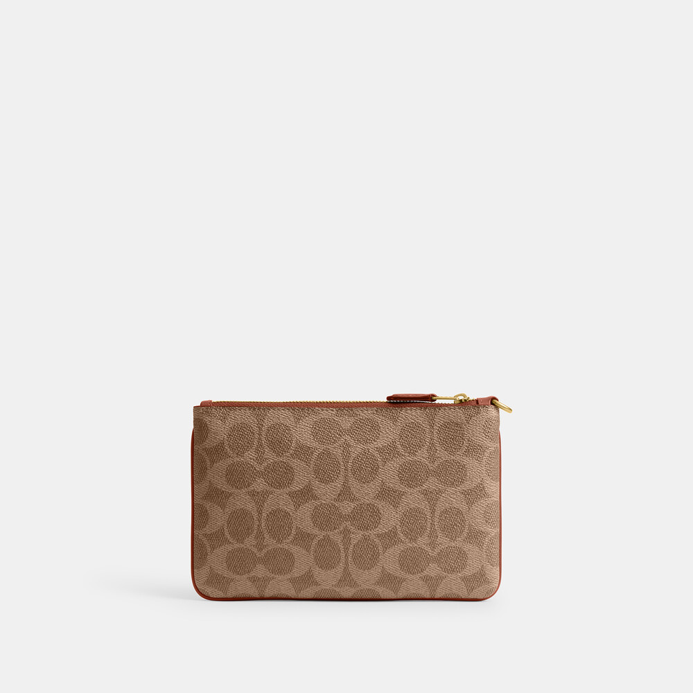 Coach Small Wristlet In Signature Canvas - Light/Pastel Brown