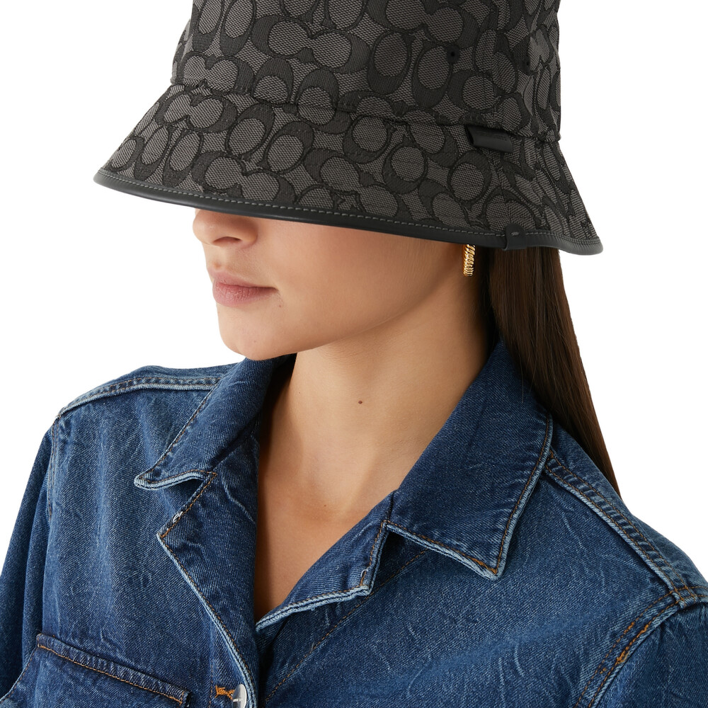 Coach Signature Jacquard Bucket Hat - DARK GREY