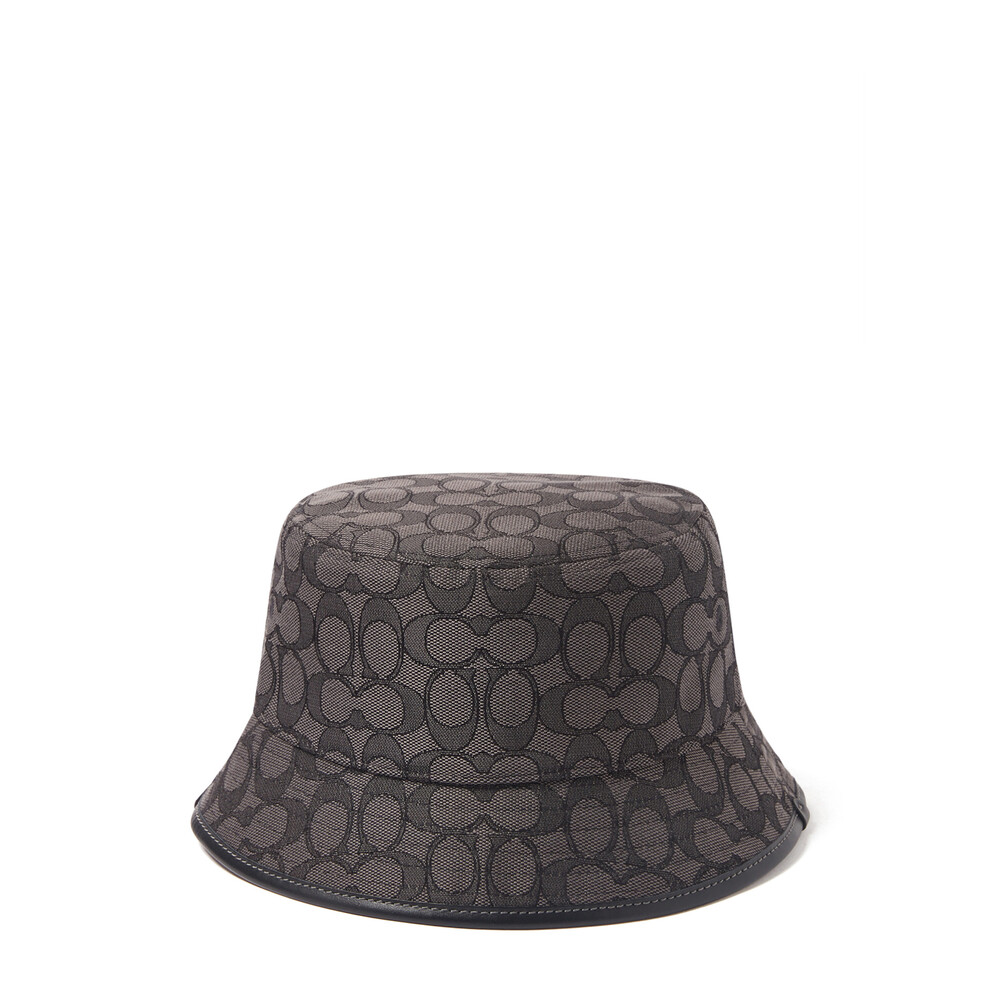 Coach Signature Jacquard Bucket Hat - DARK GREY