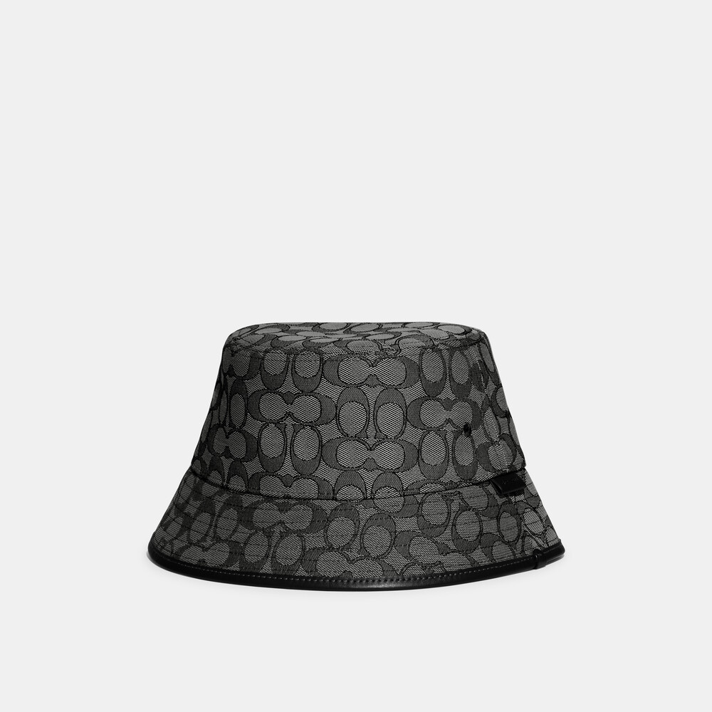 Coach Signature Jacquard Bucket Hat - DARK GREY