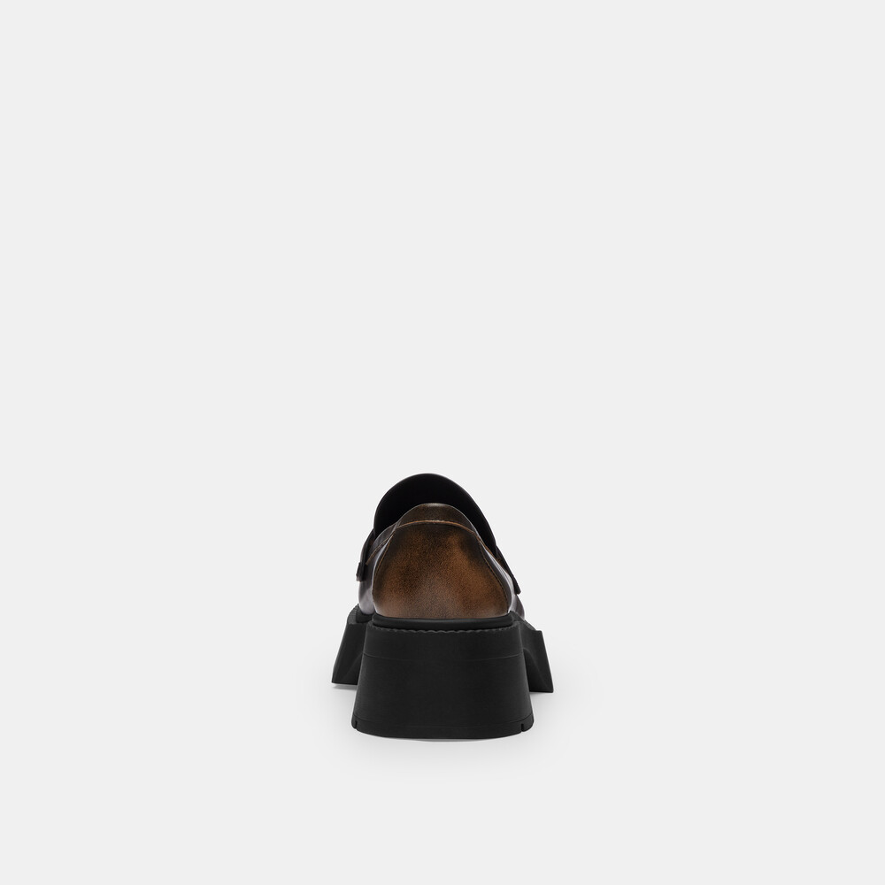 Coach Leah Platform Loafer In Loved Leather - Black