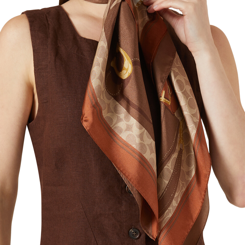 Coach tabby Bag Print Silk Square Scarf - Brown
