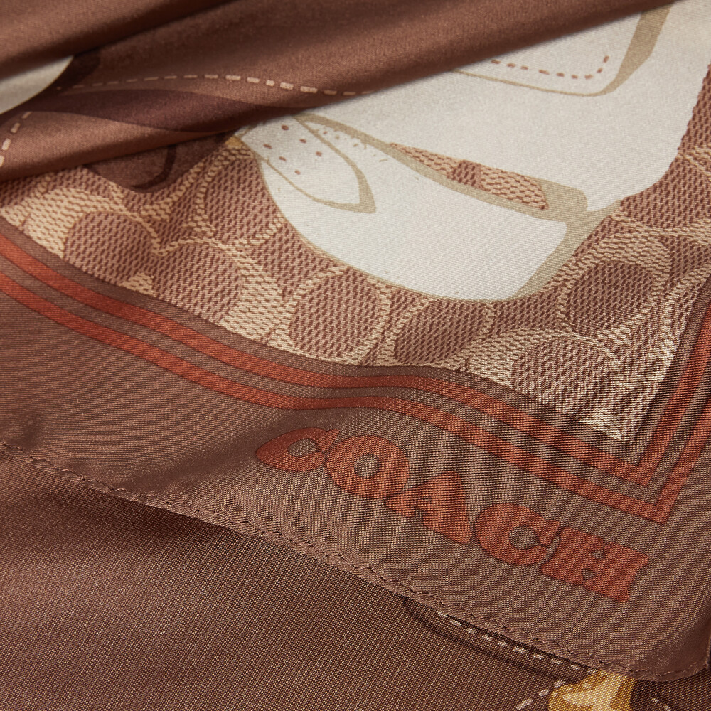 Coach tabby Bag Print Silk Square Scarf - Brown