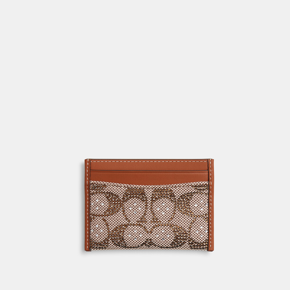 Coach Essential Card Case In Crystal Signature Jacquard - Brown