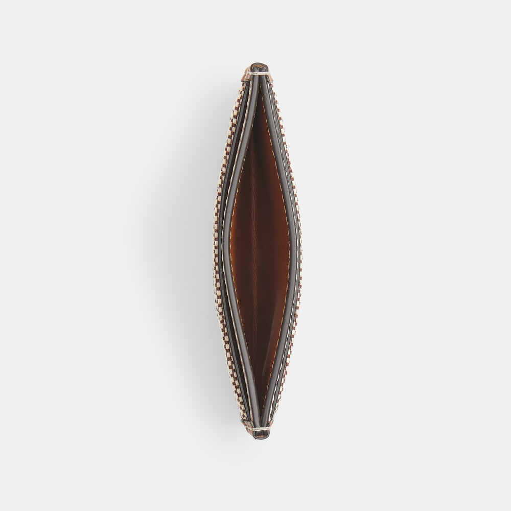 Coach Essential Card Case In Crystal Signature Jacquard - Brown