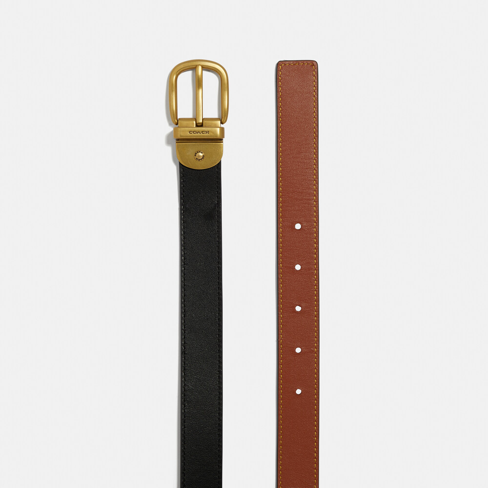 Coach Harness Buckle Reversible Leather Belt - Black