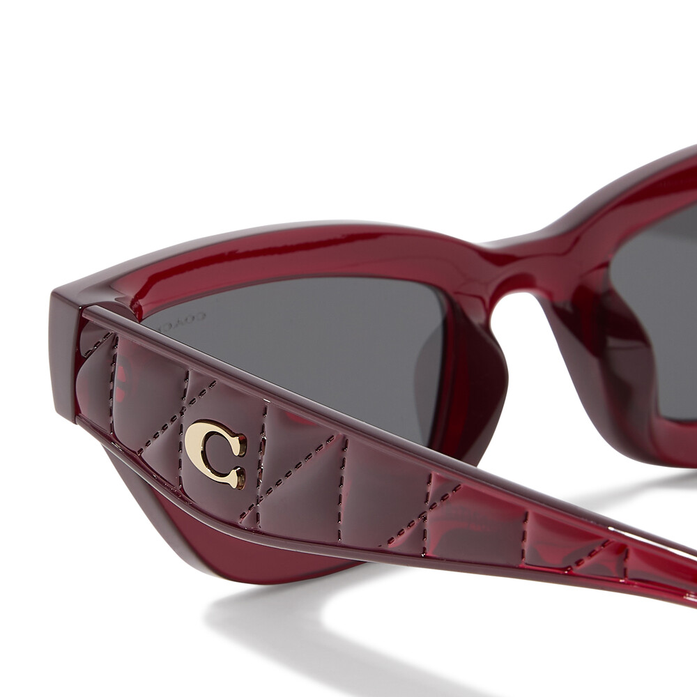 Coach Quilted Narrow Cat Eye Sunglasses - Dark Red