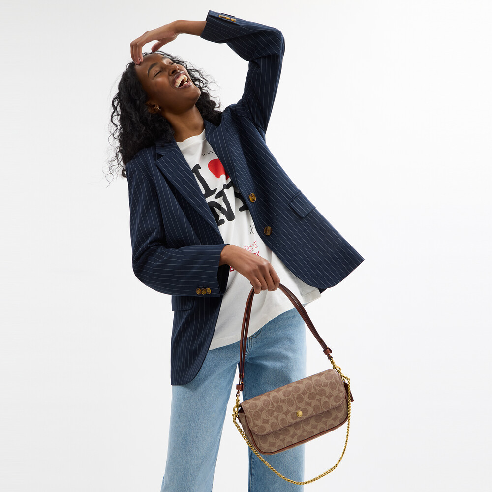 Coach Brook Flap Chain Bag In Signature Canvas 23 - Light/Pastel Brown