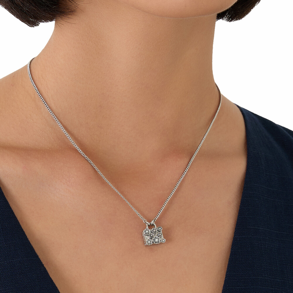 Coach Tearose Bag Pendant Necklace - Silver
