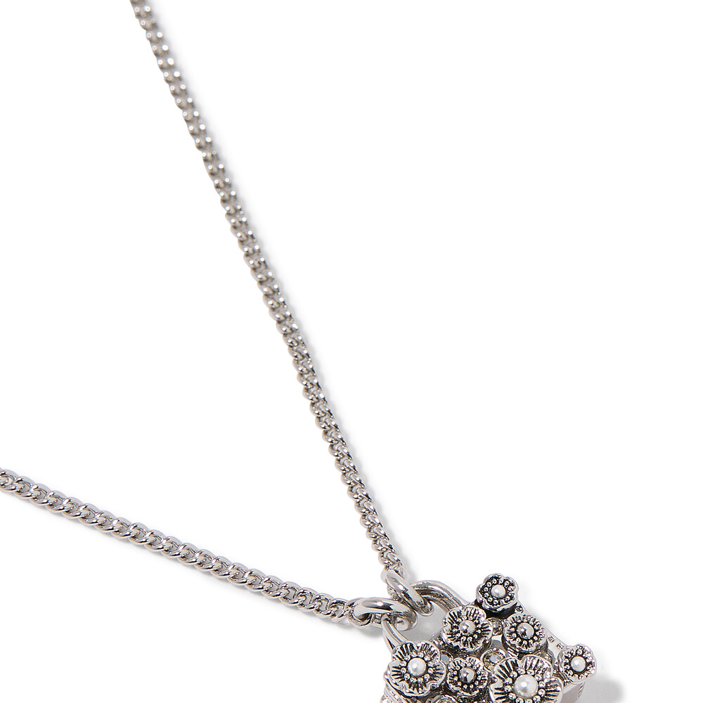Coach Tearose Bag Pendant Necklace - Silver