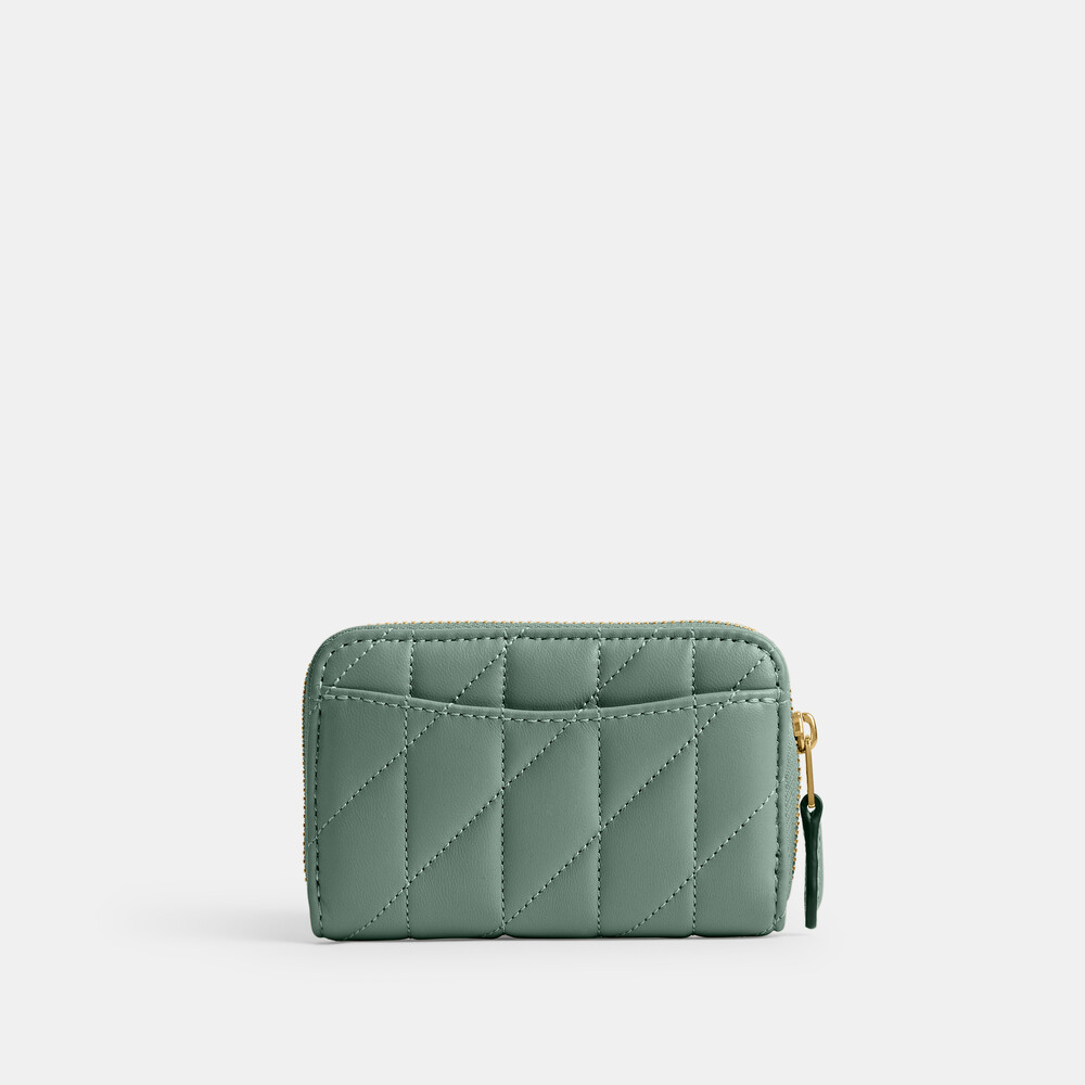 Coach Essential Small Zip Around Card Case With Pillow Quilting - Open Blue