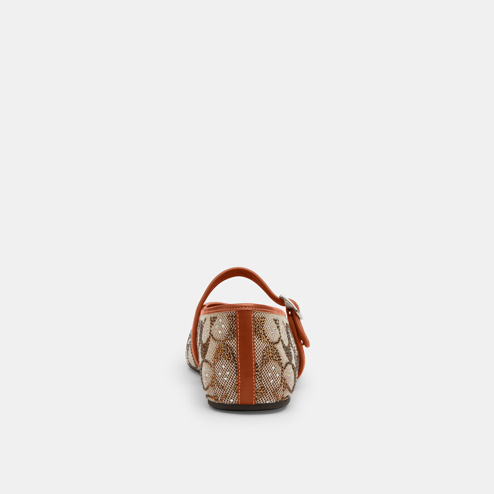Coach Mary Jane In Crystal Signature Jacquard - Brown