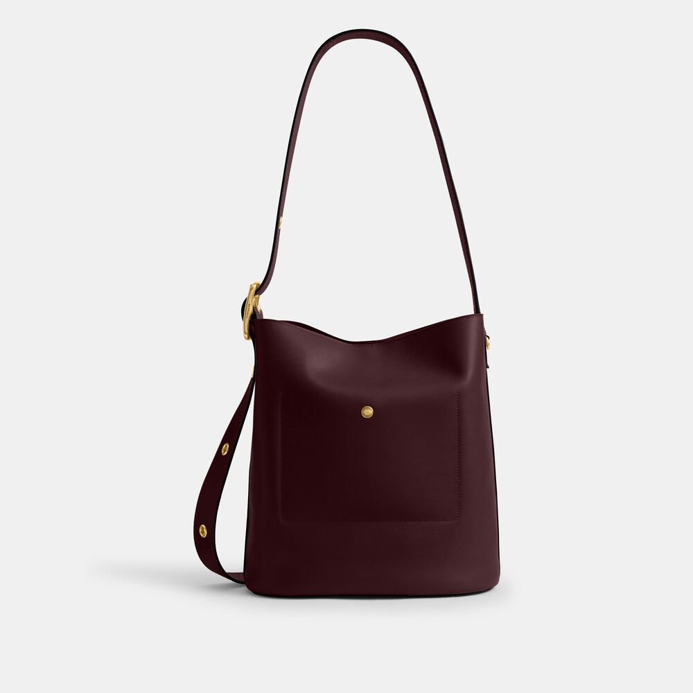 Coach Bleecker Bucket Bag - BURGUNDY