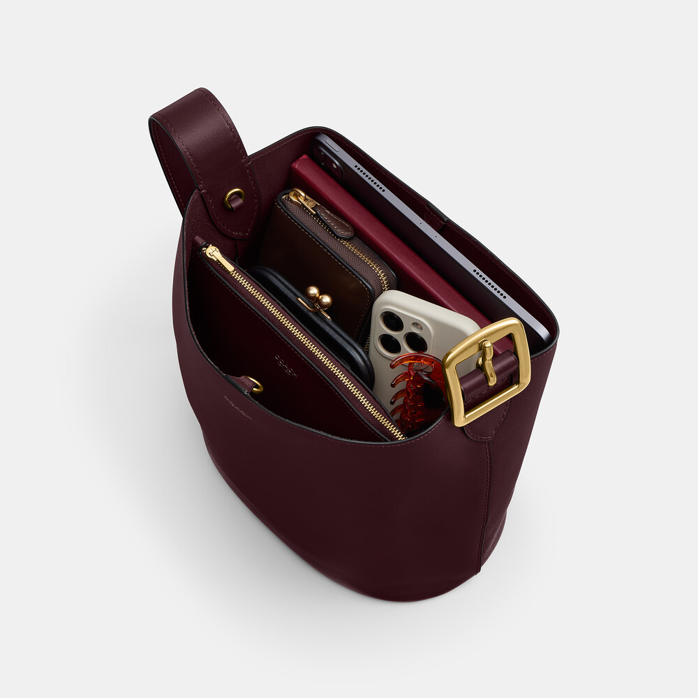 Coach Bleecker Bucket Bag - BURGUNDY