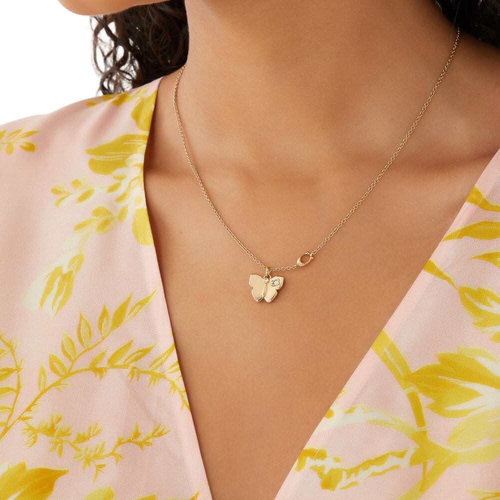Coach Butterfly Pendant Necklace - Gold