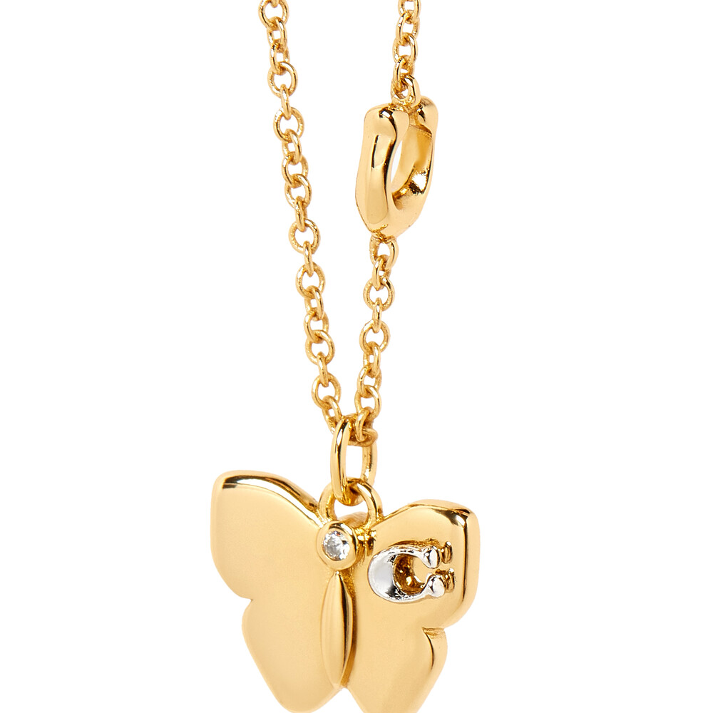 Coach Butterfly Pendant Necklace - Gold
