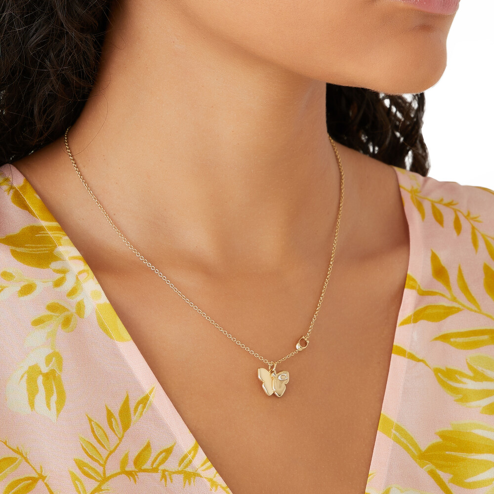 Coach Butterfly Pendant Necklace - Gold