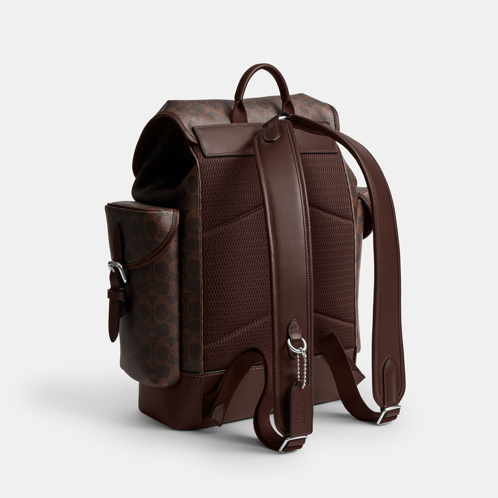 Coach Hitch Backpack In Signature Canvas - DARK BROWN