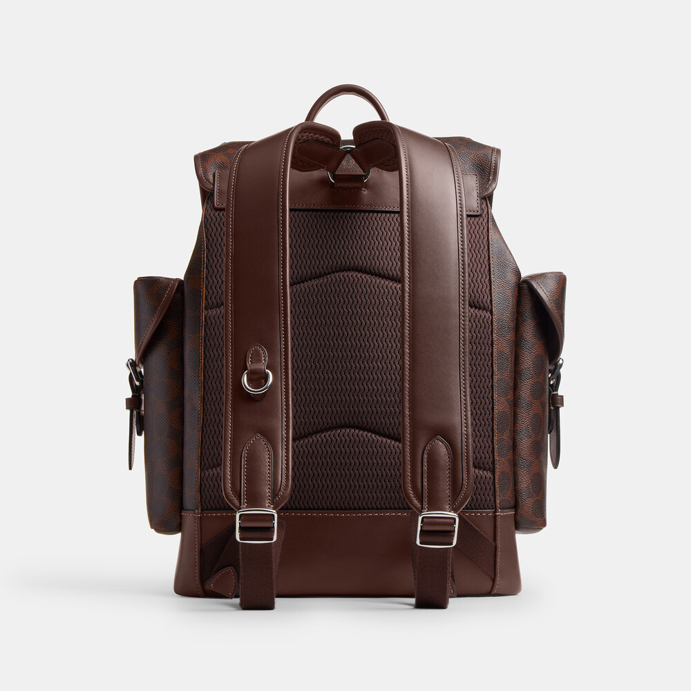 Coach Hitch Backpack In Signature Canvas - DARK BROWN