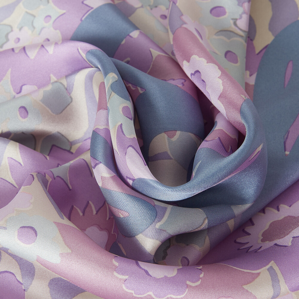 Coach Laurel Floral Square Scarf In Silk - Purple
