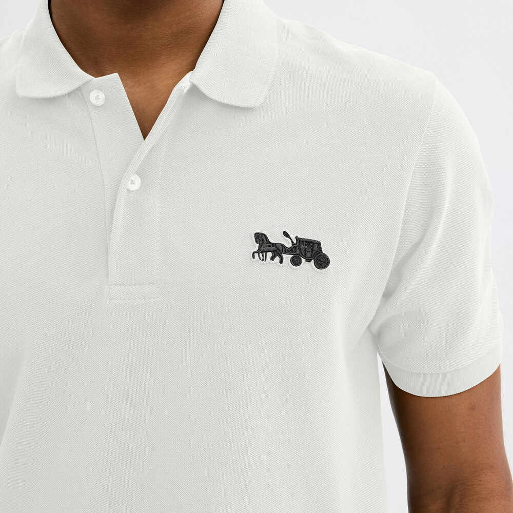 Coach Horse And Carriage Classic Polo In Organic Cotton - WHITE