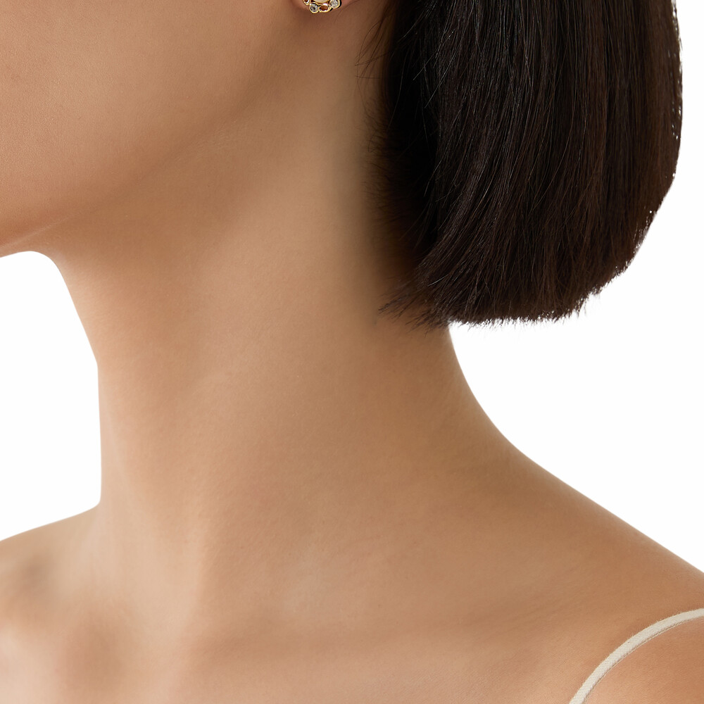 Coach Signature Heritage Pearl Stud Earrings, Brass & Glass Pearl, Glass Crystal - WHITE