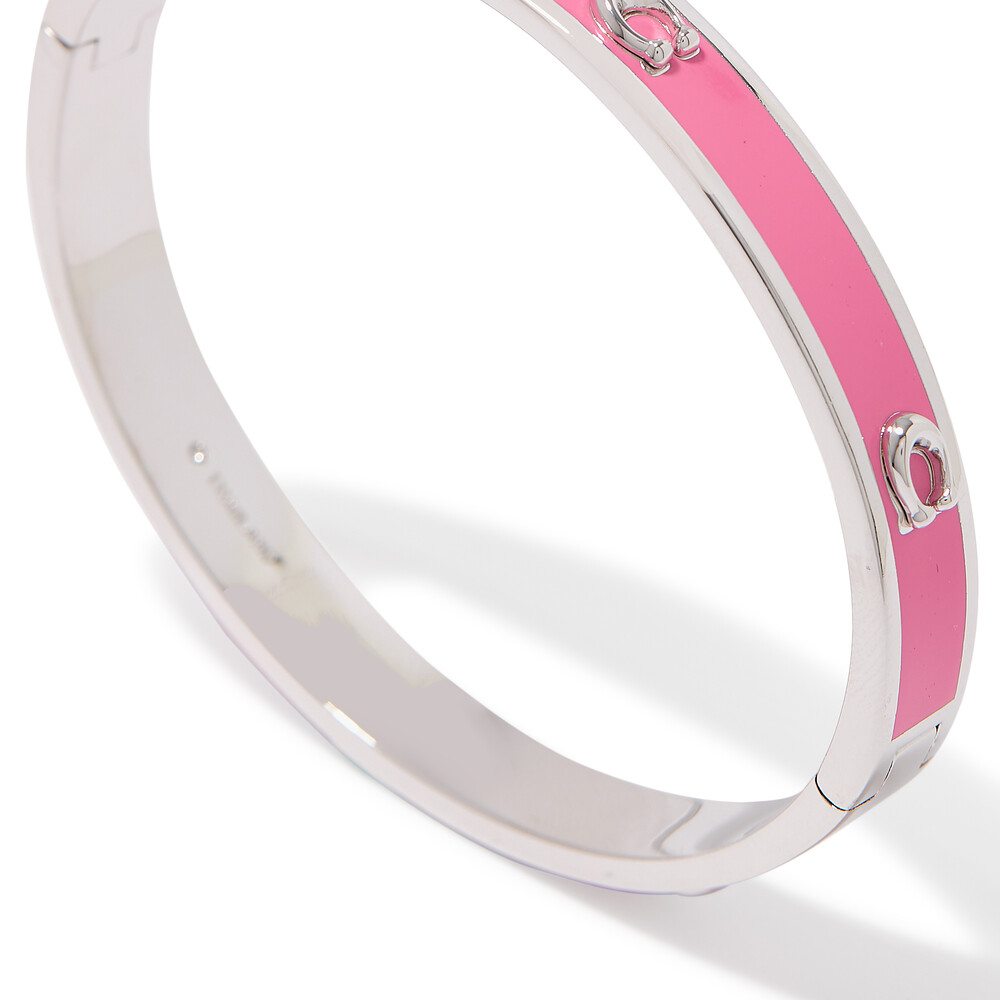 Coach Pegged C Enamel Hinged Bangle Bracelet - Pink