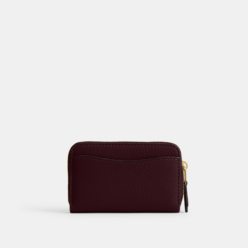 Coach Essential Small Zip Around Card Case - BURGUNDY