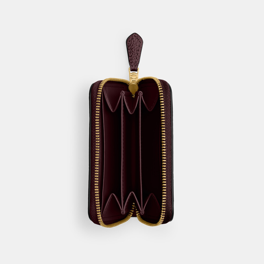 Coach Essential Small Zip Around Card Case - BURGUNDY