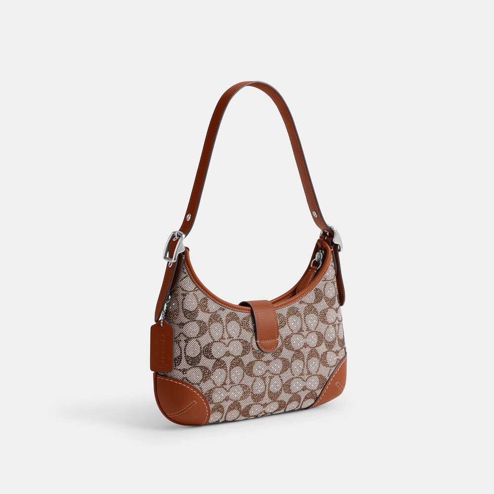 Coach Hamptons Hobo Bag In Crystal Signature Jacquard 26 - Brown