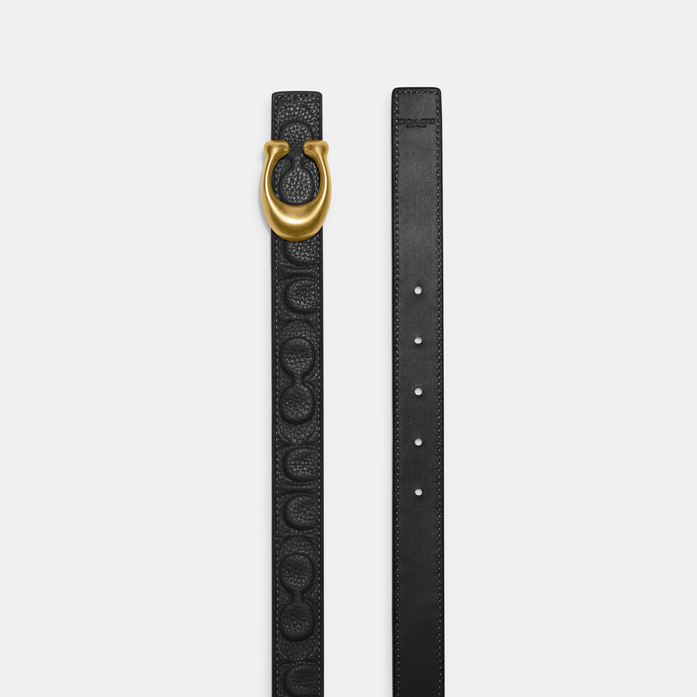 Coach Sculpted Signature Buckle Cut-to-size Reversible Belt, 25mm - Black