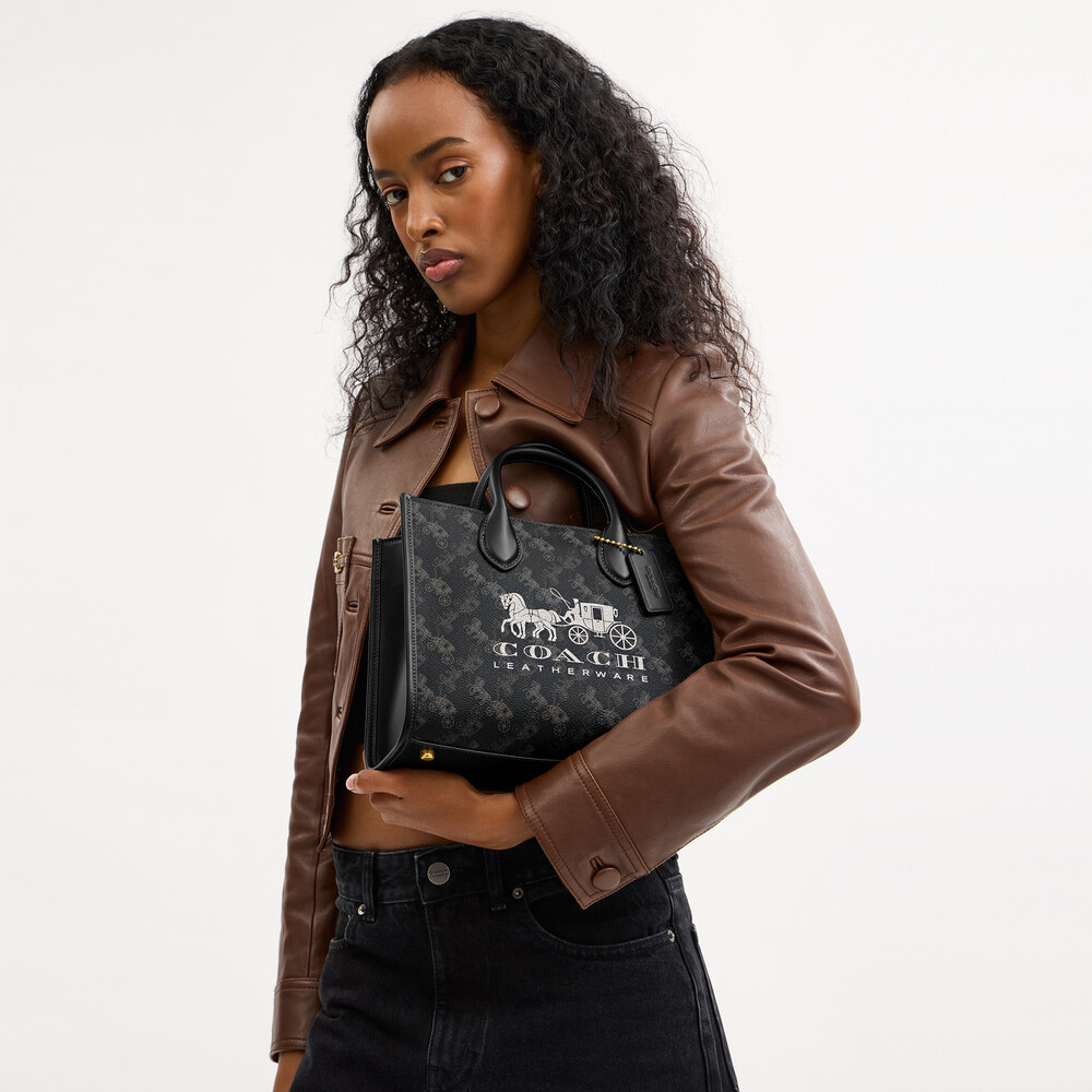 Coach Ace Tote 26 With Horse And Carriage Print - Black