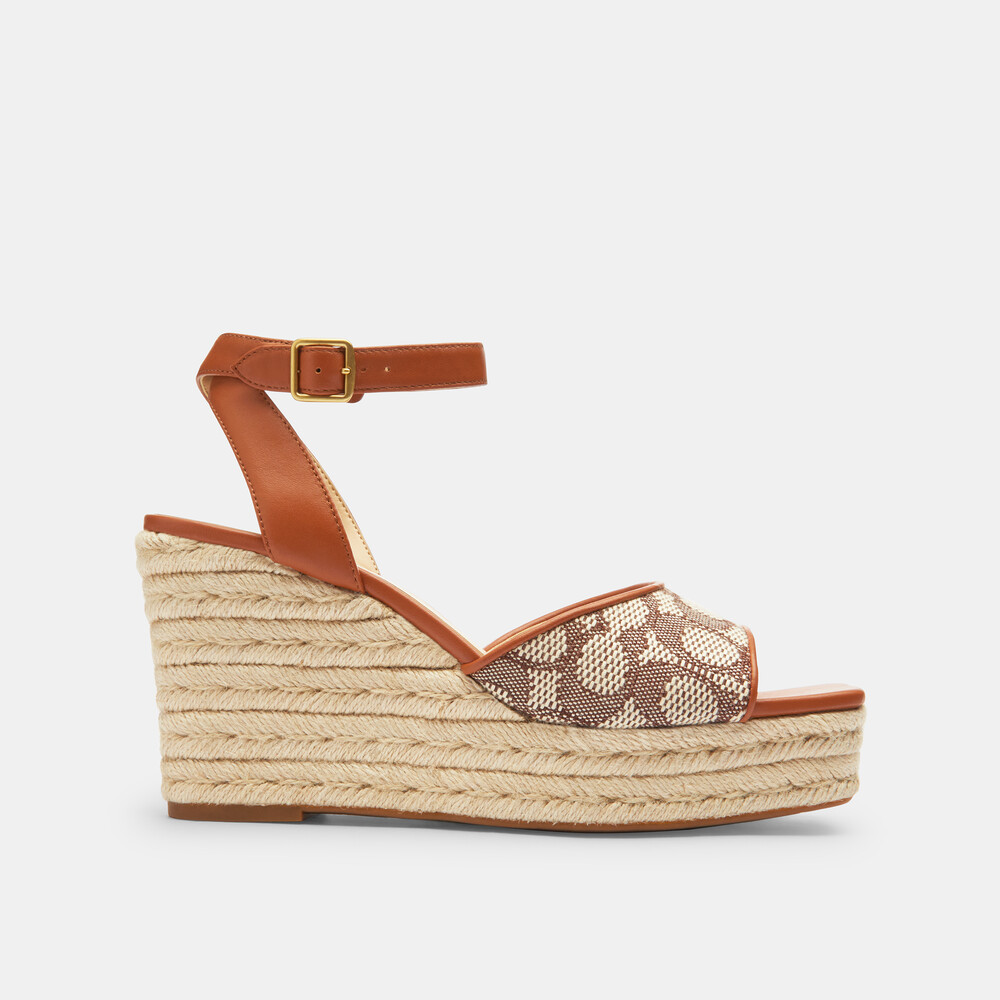 Coach Espadrille Wedge In Signature Textile Jacquard - Brown