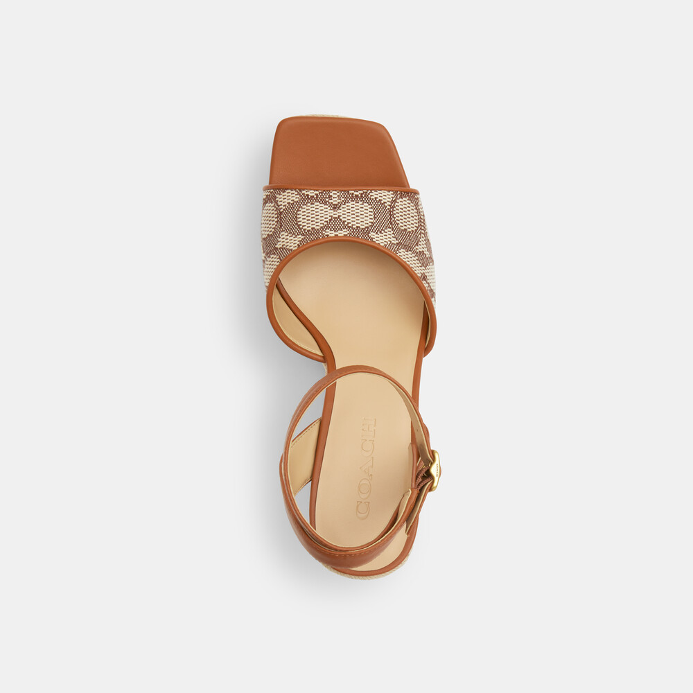 Coach Espadrille Wedge In Signature Textile Jacquard - Brown