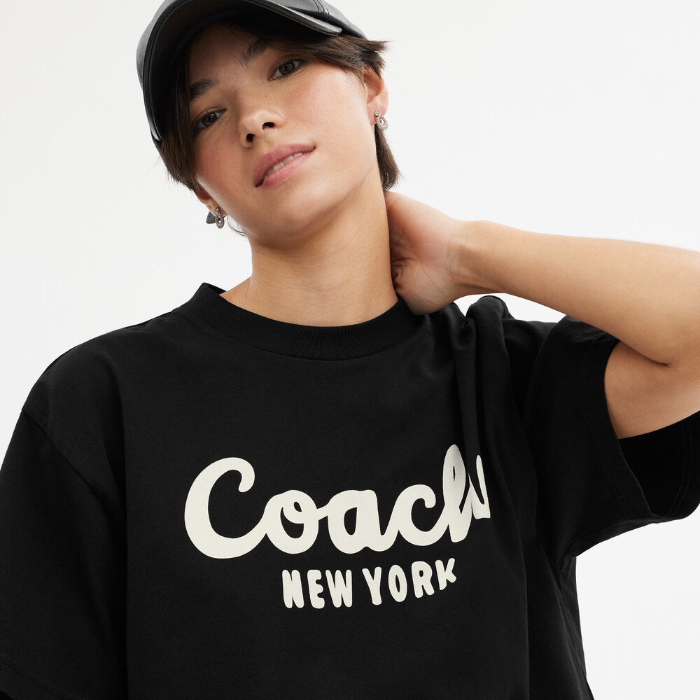 Coach Cursive Signature Cropped T-shirt - Black