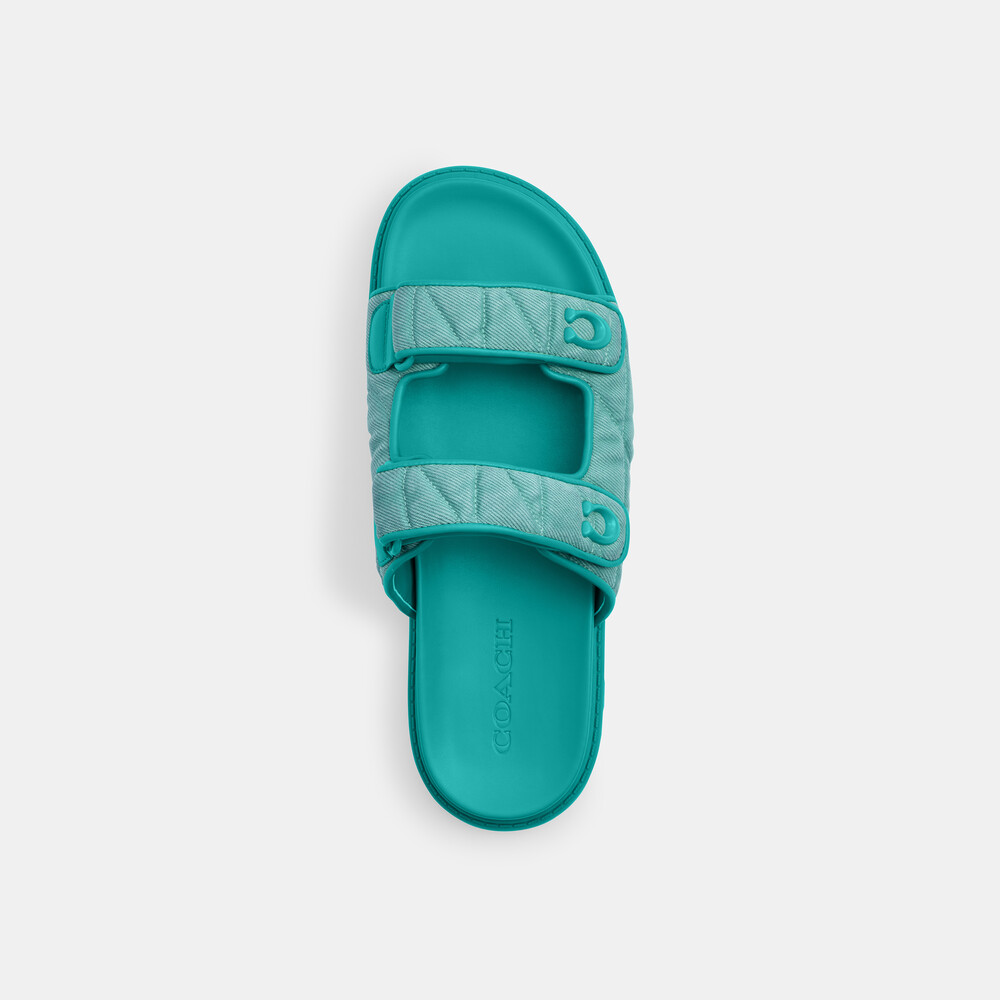 Coach Sculpted C Double Band Sandal With Quilting - Green